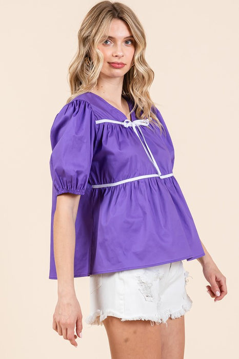 Piping Detail Babydoll Top