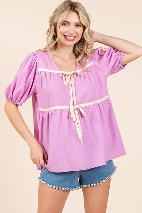 Piping Detail Babydoll Top