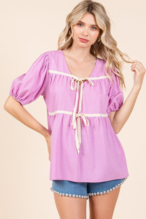 Piping Detail Babydoll Top