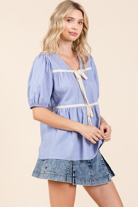 Piping Detail Babydoll Top