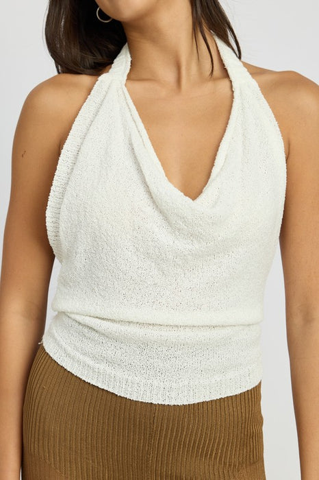COWL NECK HALTER TOP