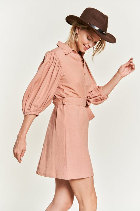 SOLID BUTTON DOWN DRESS  PLUS JBJ1004P