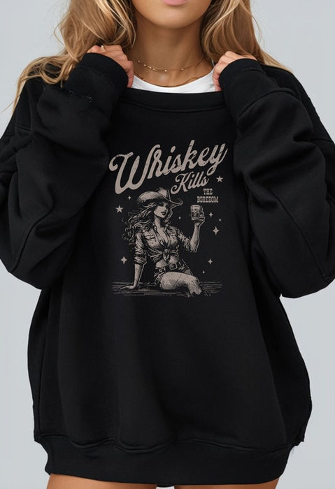 Whiskey Kills The Boredom Crewneck Sweatshirt