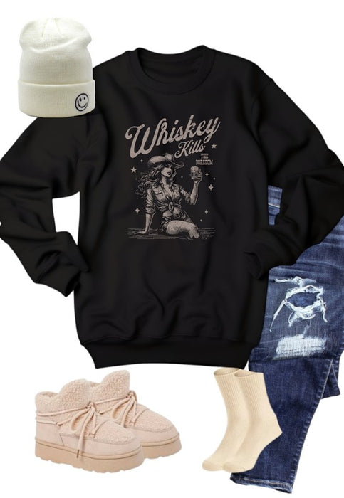 Whiskey Kills The Boredom Crewneck Sweatshirt