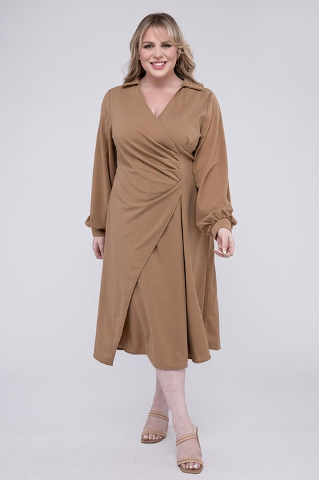 Solid Twist Front Wrap Dress