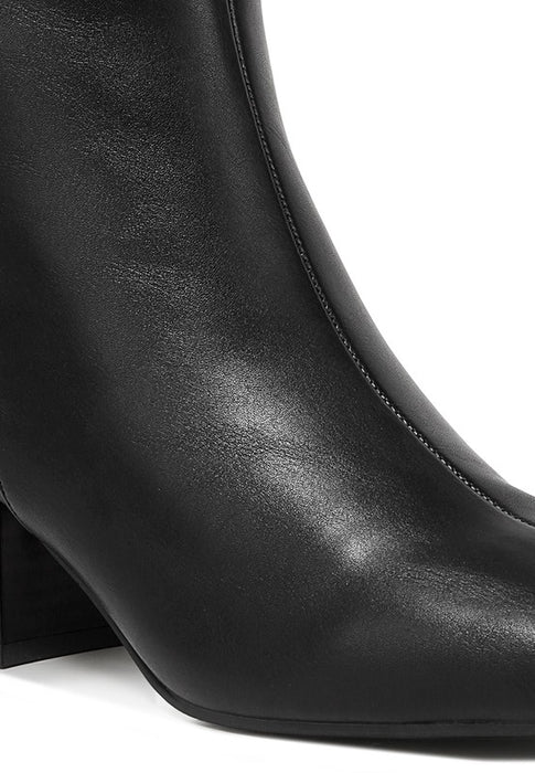 Davia Leather Square Toe Ankle Boots