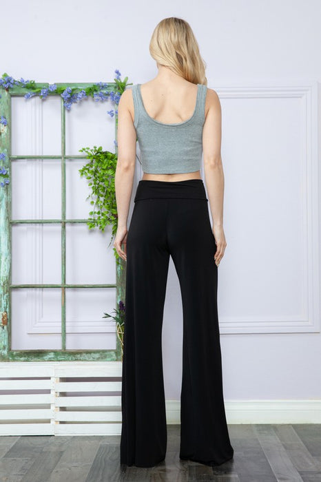 Solid High Waist Relaxed Palazzo Pants