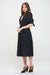 3/4 PUFF SLV TEXTURE VNECK BUTTON DOWN MIDI DRESS - E2G World