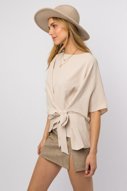 3/4 Sleeve Side Tie Top - E2G World