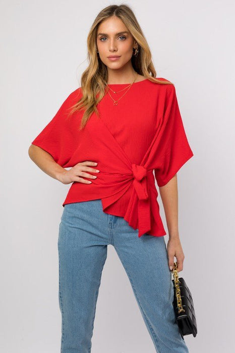 3/4 Sleeve Side Tie Top - E2G World