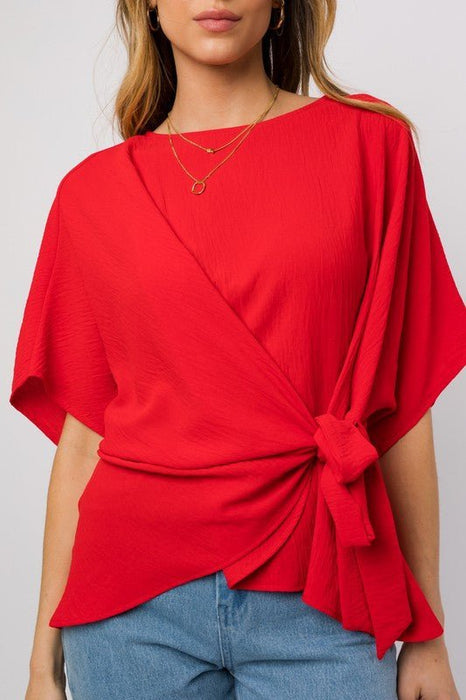 3/4 Sleeve Side Tie Top - E2G World