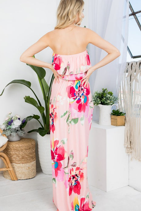 PLUS FLORAL OFFSHOULDER MAXI DRESS