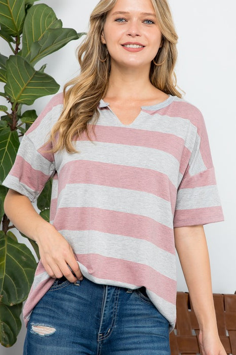 PLUS STRIPE BASIC TOP