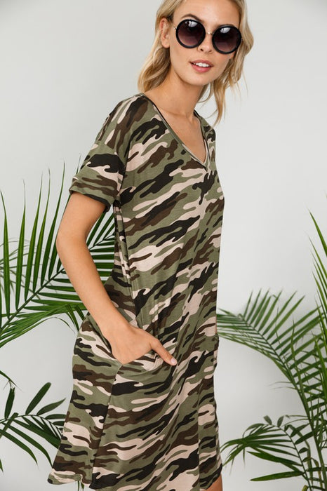 CAMOUFLAGE SHIFT DRESS