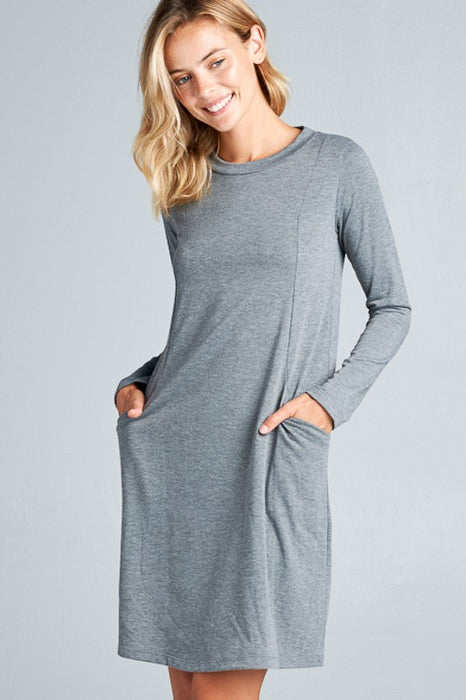 SOLID TERRY CLASSIC SHIFT CASUAL MINI DRESS