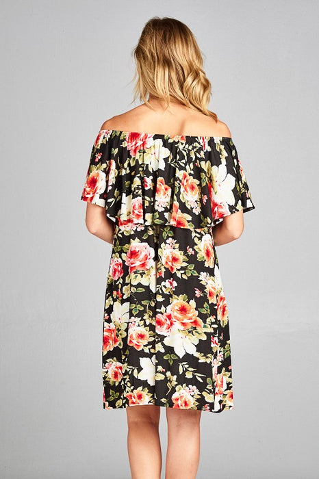 FLORAL PRINT OFFSHOULDER MINI DRESS