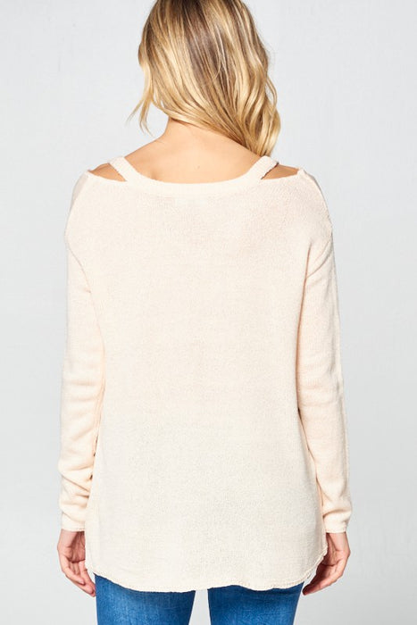 SOLID LIGHT KNIT V NECK SWEATER