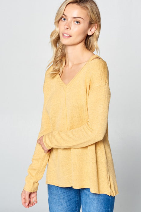 SOLID LIGHT KNIT V NECK SWEATER