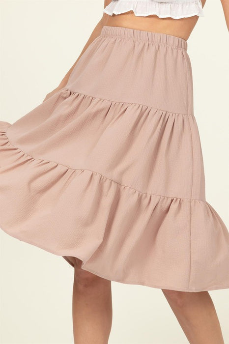 CALL IT A DAY TIERED MIDI SKIRT