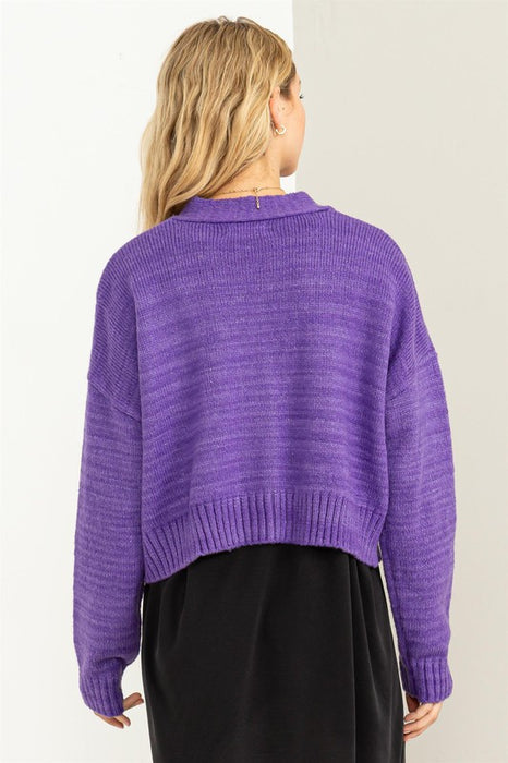 Cute Mood Crop Shoulder Cropped Cardigan Sweater
