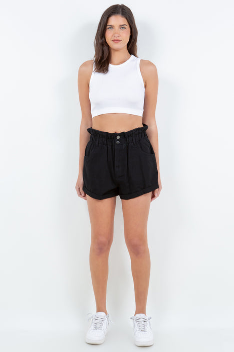 American Bazi High Waist Paper Bag Shorts