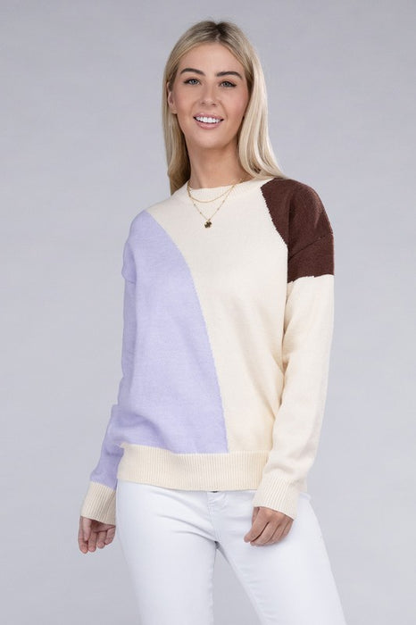 Color Block Pullover Sweater