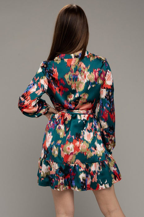 Floral satin dress