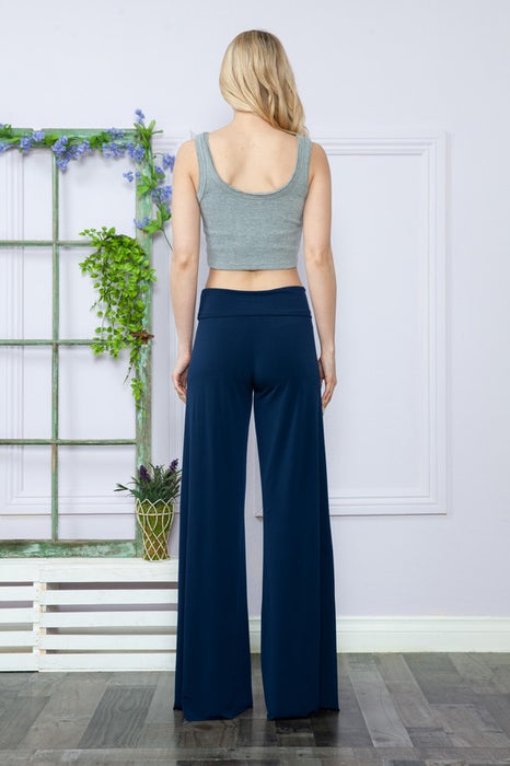 Solid High Waist Relaxed Palazzo Pants