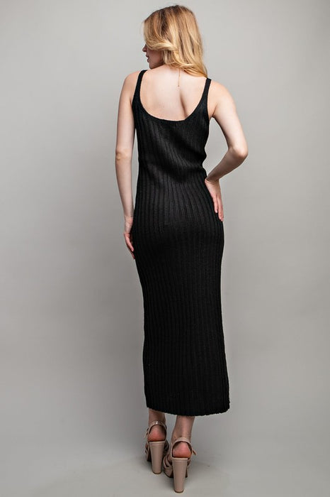 RIBBED-KNIT MAXI DRESS