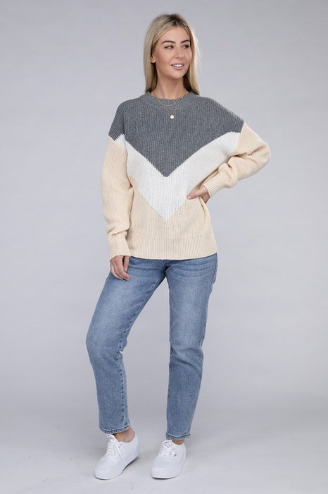 Colorblock Drop Shoulder Sweater