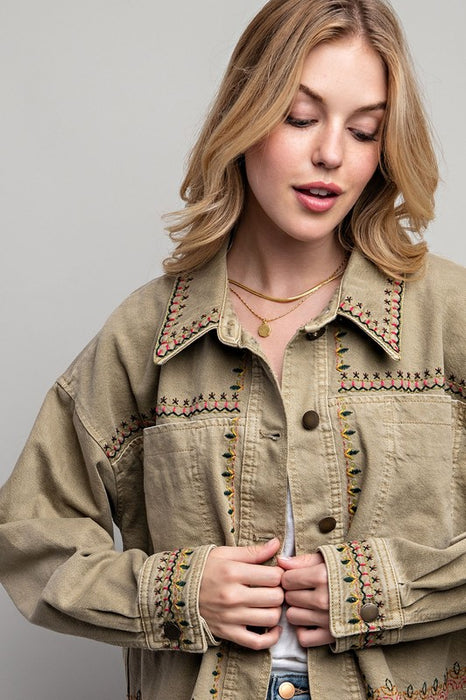 EMBROIDERED WASH COTTON JACKET