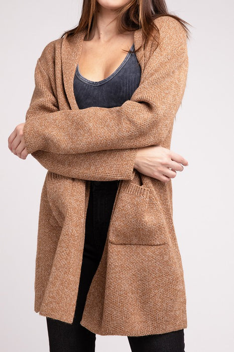 Hooded Open Front Sweater Cardigan