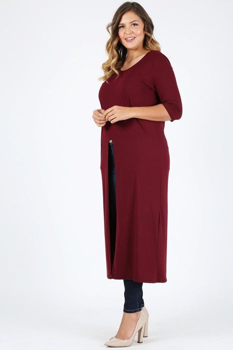 Plus Size Slit front  Maxi Top