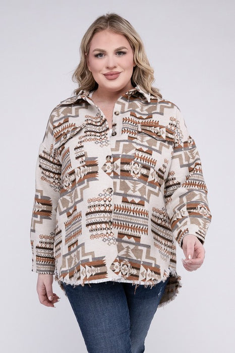 Plus Size Aztec Western Shacket