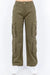 American Bazi Full Size Button Waist High Rise Cargo Pants Plus Size - E2G World