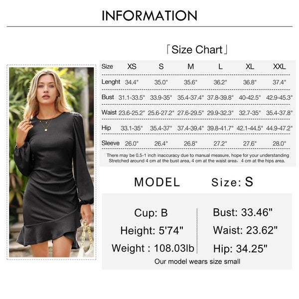 Dresses for Women Bodycon Ruffle Vintage Work Midi