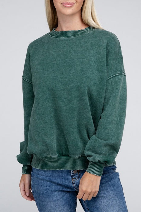 Acid Wash Fleece Oversized Pullover