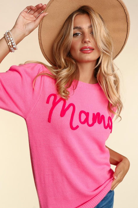 PLUS MAMA POP UP LETTER SWEATER KNIT TOP