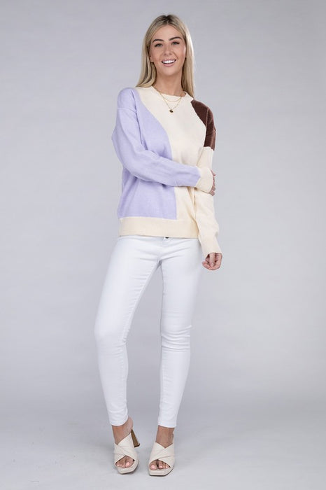 Color Block Pullover Sweater