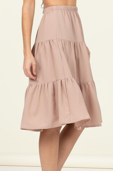CALL IT A DAY TIERED MIDI SKIRT