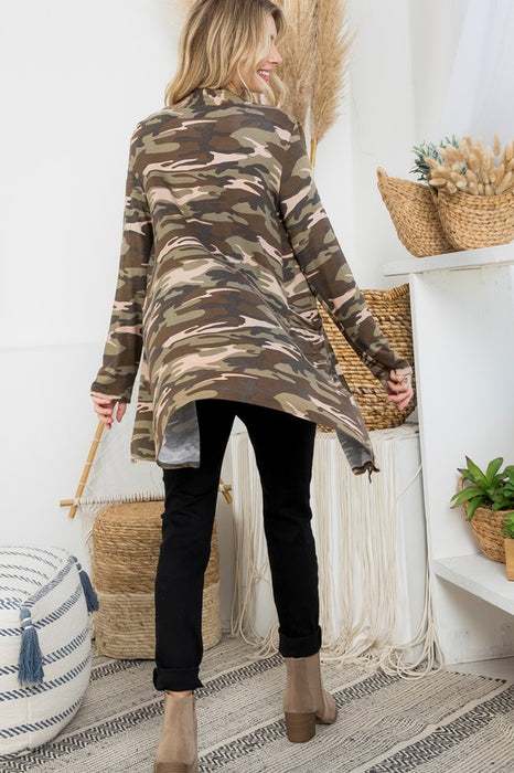 CAMOUFLAGE POCKETS CARDIGAN