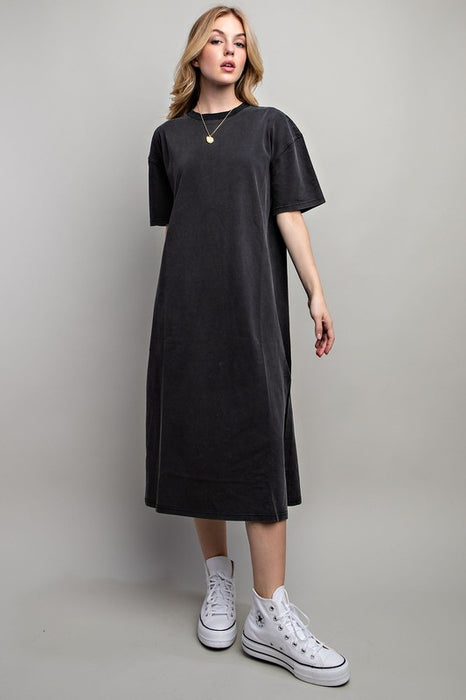 VENTED HEAVY COTTON WASHED DRESS