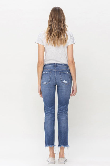 Mid Rise Crop Slim Straight Jeans