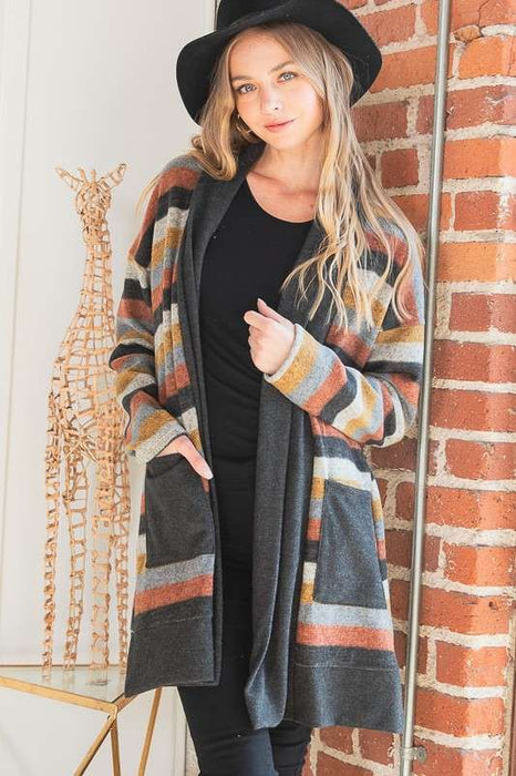 MULTI COLOR STRIPE CARDIGAN