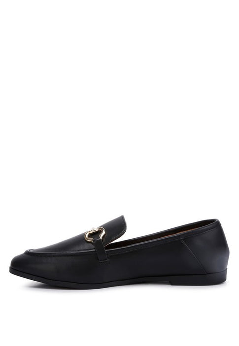 Talula Horsebit Embellished Faux Leather Loafers