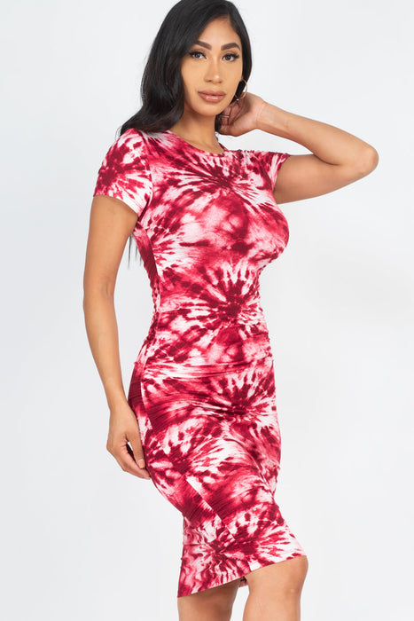 Tie-Dye Ruched Bodycon Dress (CAPELLA)