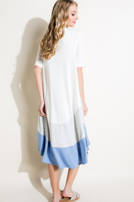 SOLID COLOR BLOCK SWING DRESS