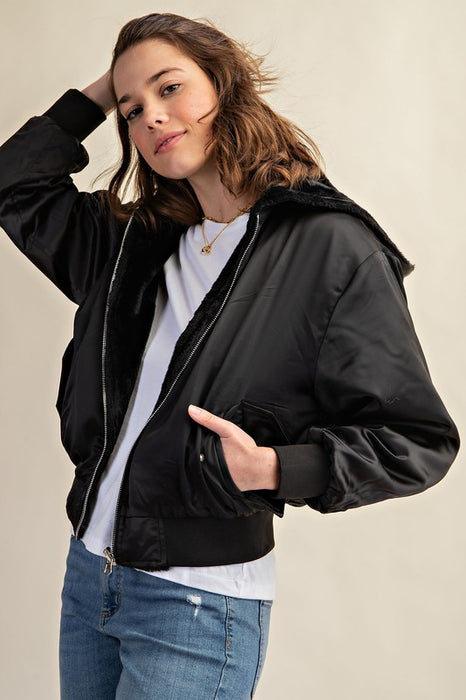 REVERSIBLE ALL WEATHER FUR LINED BOMBER JACKET