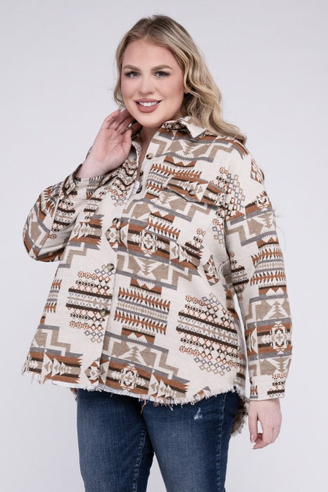 Plus Size Aztec Western Shacket