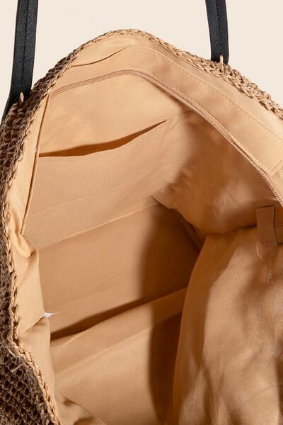 Fame Faux Leather Handle Knitted Tote Bag - E2G World